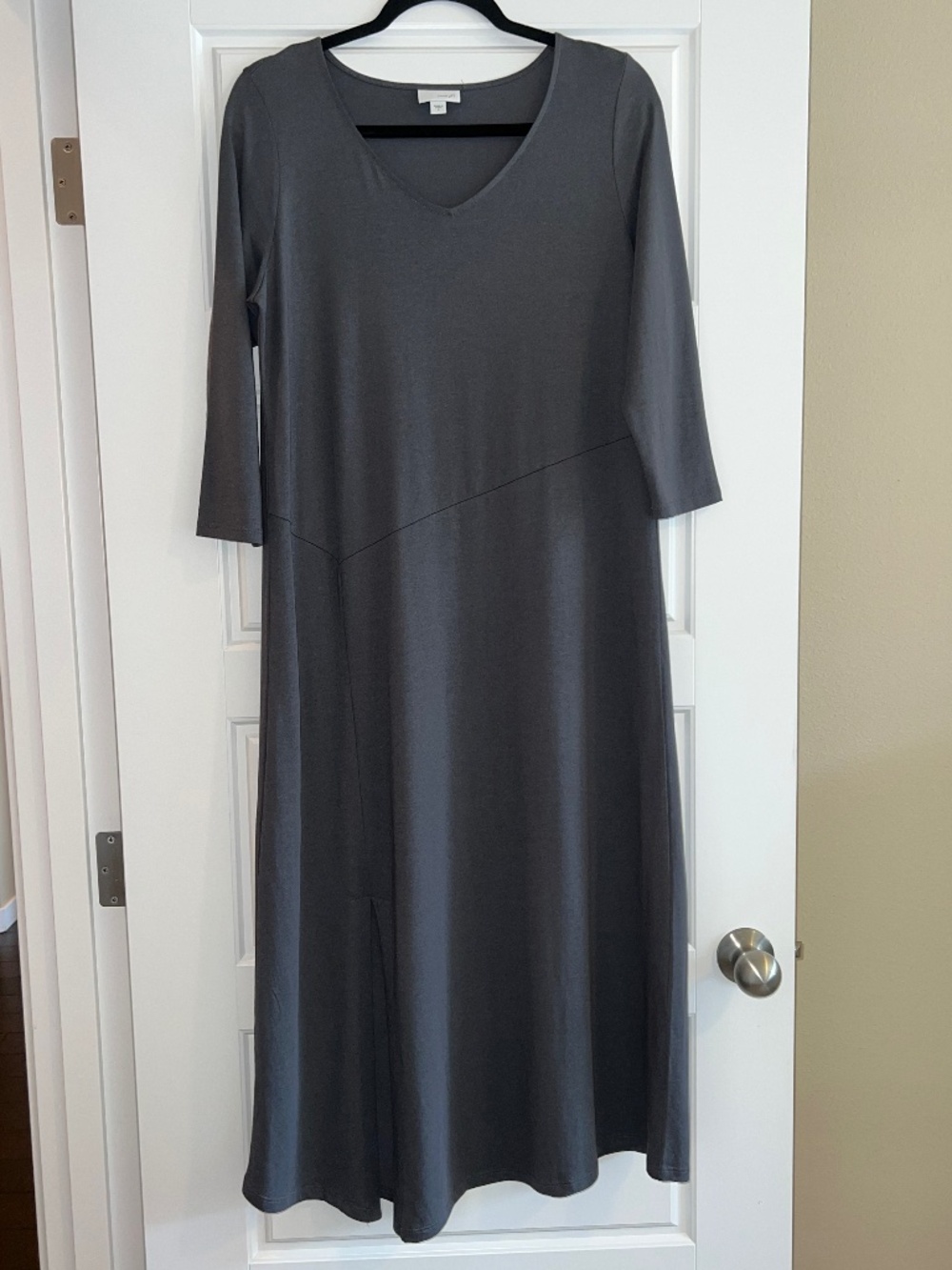 NWOT- Pure Jill Gray Casual V-Neck Maxi Shirt Dress Size S